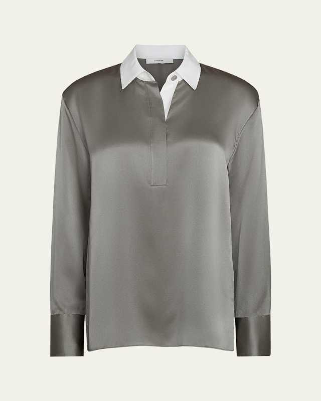 Long-Sleeve Silk Rugby Shirt